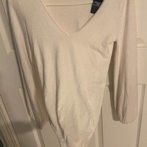 Abercrombie Cozy White Puff Sleeve Bodysuit NWT